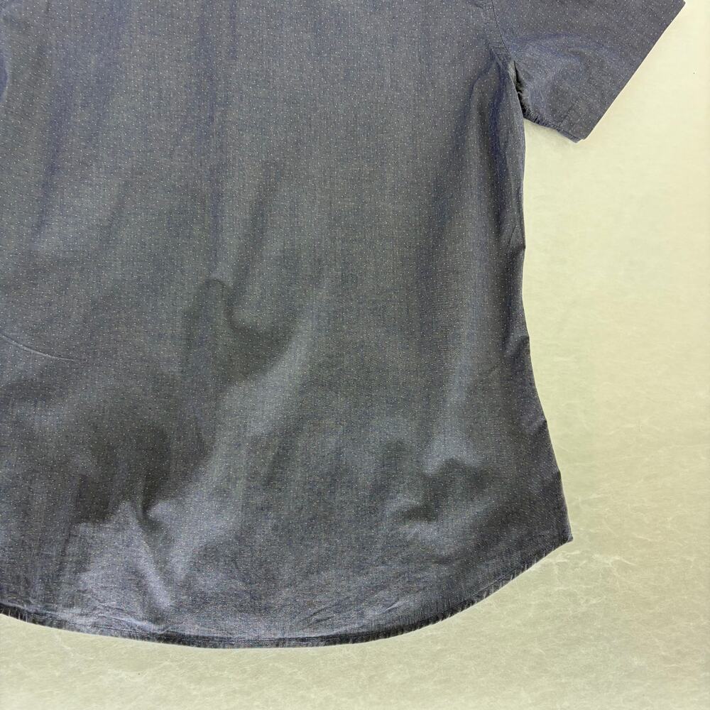 Banana Republic Slim Fit Chambray Short Sleeve Shirt Sz L Micro Dot Stretch - Picture 13 of 15